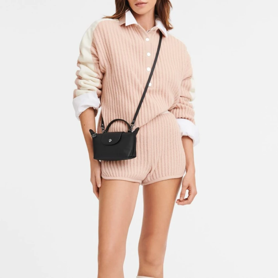 Longchamp Le Pliage XS Leather Black görsel 4