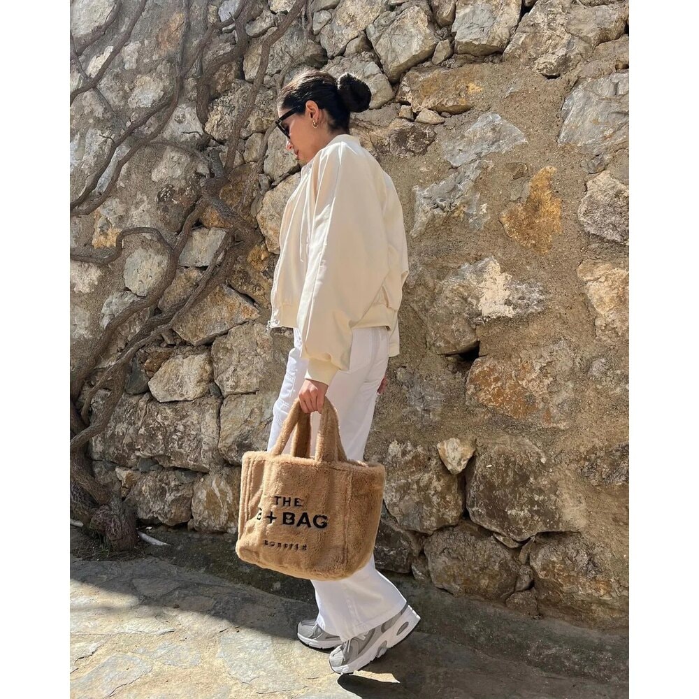 Bonheur Fluffy Sheep Beige Bag Brown görsel 5