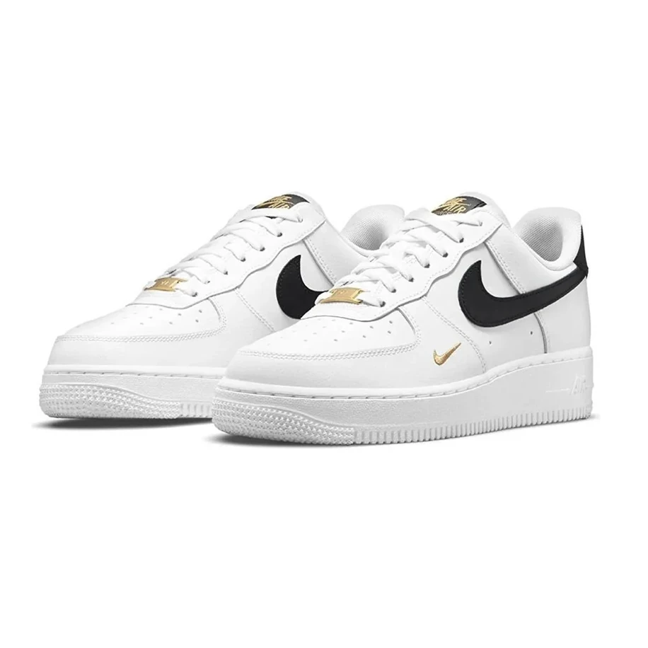 Nike Air Force 1 Low '07 Essential White Black Gold Mini Swoosh görsel 2