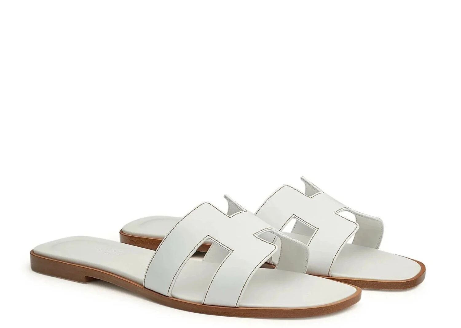 Hermes Oran Sandal Blanc Box Calfskin Leather görsel 2